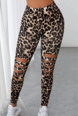 Leopard hollowed active leggings